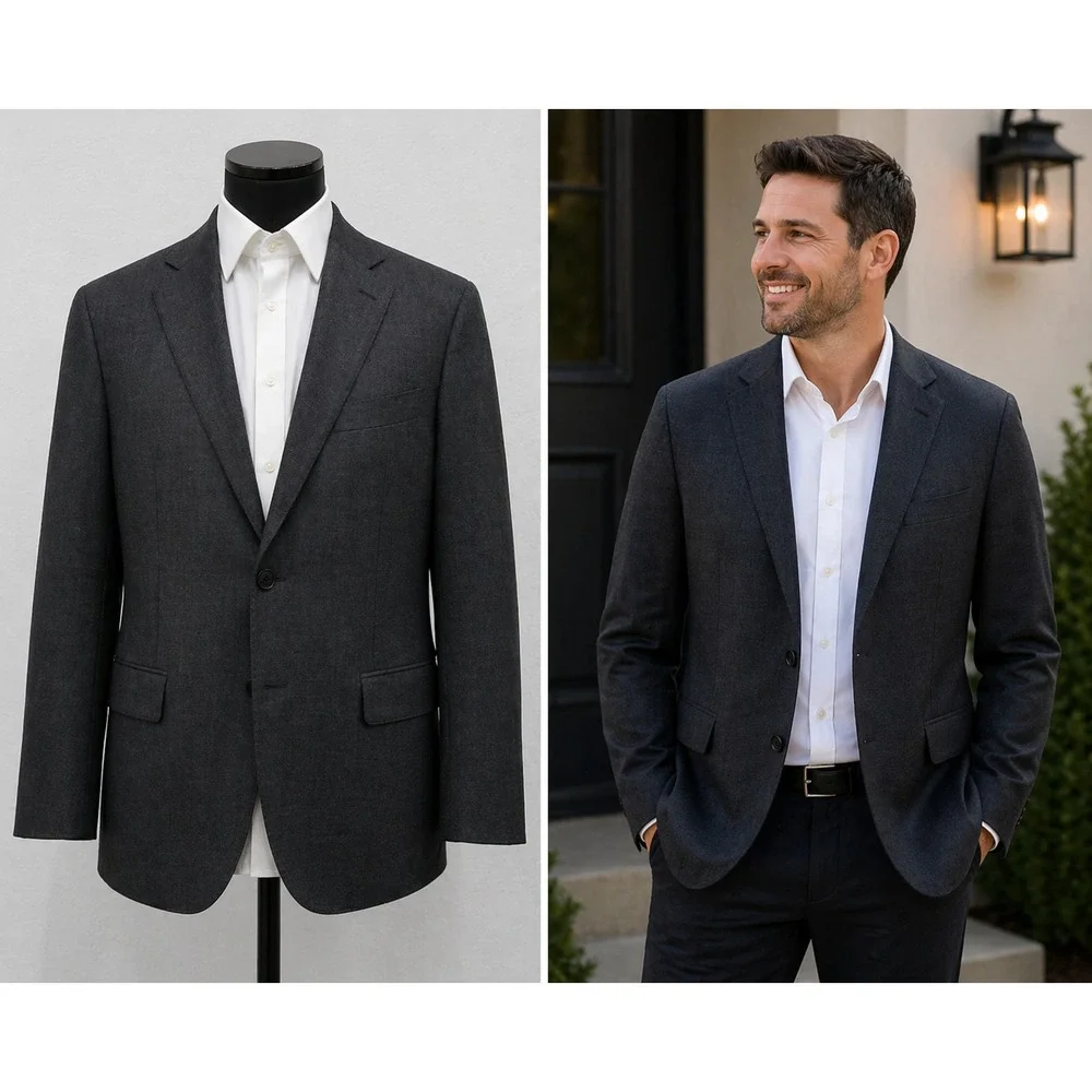Suitsupply Blazer Jacket Men 48R Gray Wool Vitale Barberis Canonico Napoli Sport